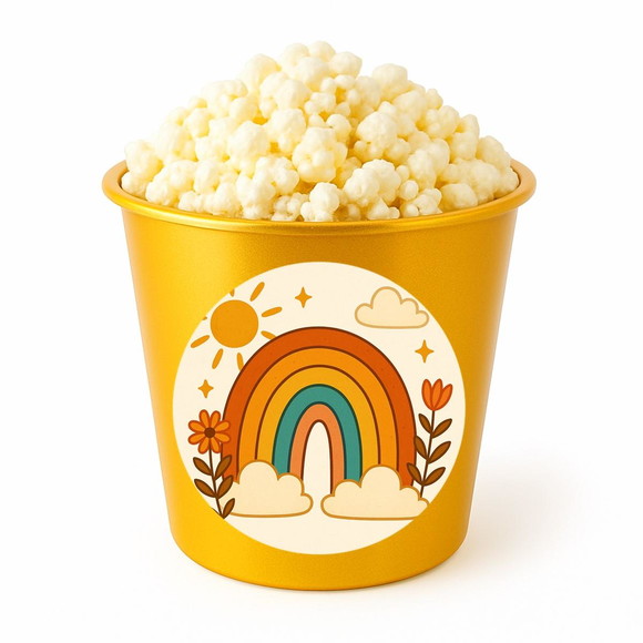 Balde de Pipoca Personalizado Infantil Arco-íris Boho