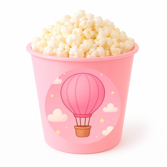 Balde de Pipoca Personalizado Infantil Balão de Ar Rosa - Imagem 3