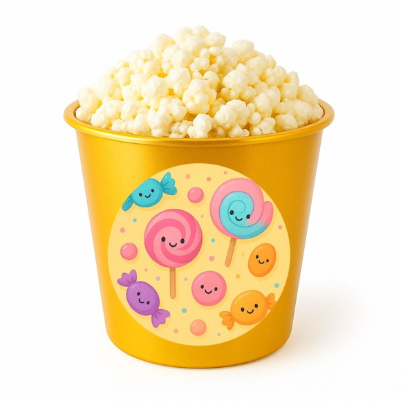 Balde de Pipoca Personalizado Infantil Balas e Pirulitos