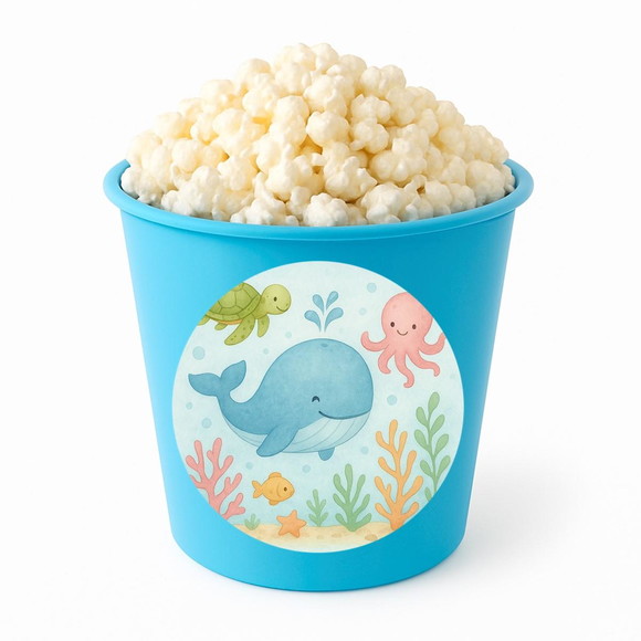 Balde de Pipoca Personalizado Infantil Baleia Aquarela - Imagem 2