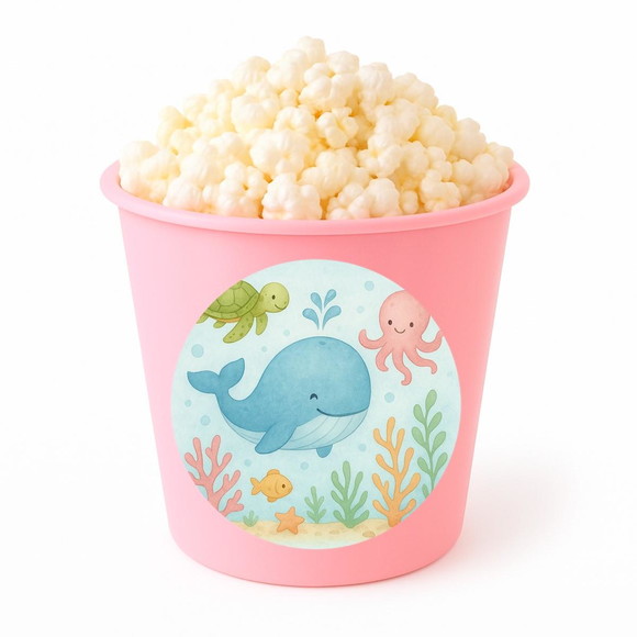 Balde de Pipoca Personalizado Infantil Baleia Aquarela - Imagem 3