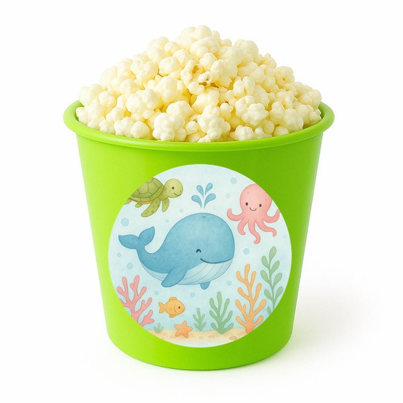 Balde de Pipoca Personalizado Infantil Baleia Aquarela - Imagem 5