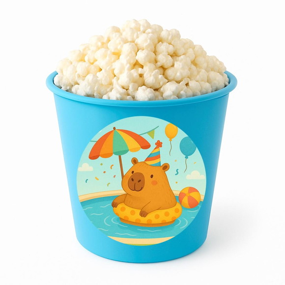 Balde de Pipoca Personalizado Infantil Capivara Pool Party - Imagem 2
