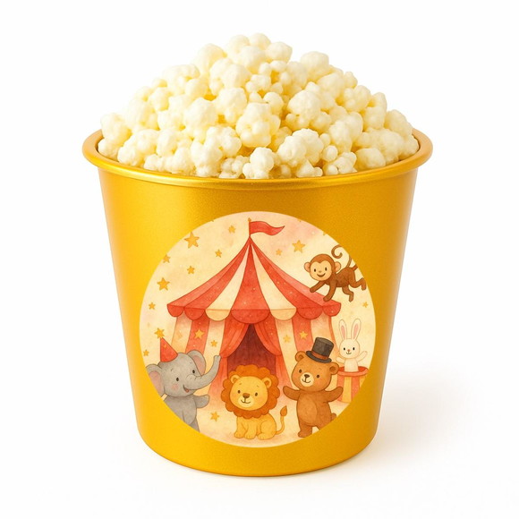 Balde de Pipoca Personalizado Infantil Circo Aquarela