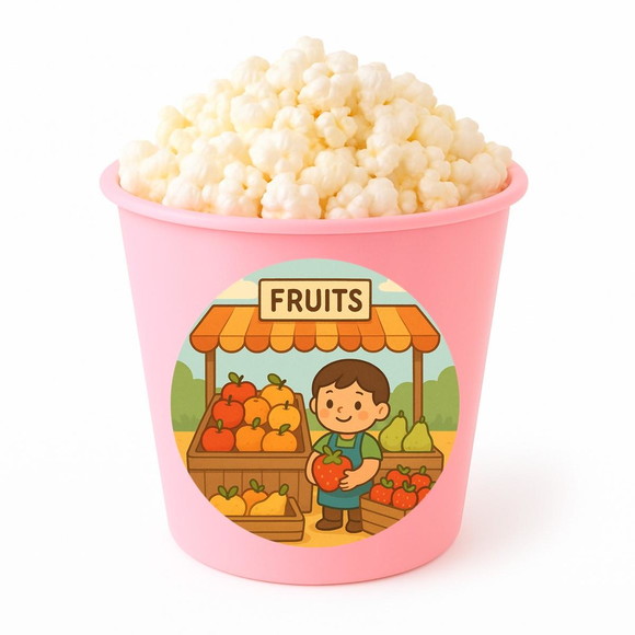 Balde de Pipoca Personalizado Infantil Feira de Frutas - Imagem 3