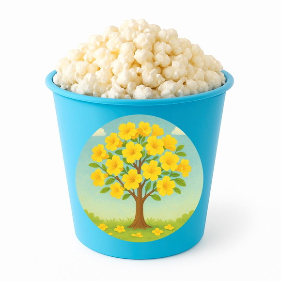 Balde de Pipoca Personalizado Infantil Flor de Ipê Amarela - Imagem 2