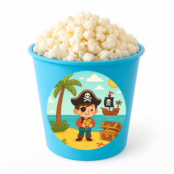 Balde de Pipoca Personalizado Infantil Ilha Pirata - Imagem 2