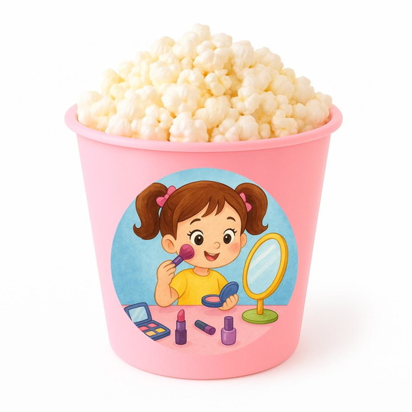 Balde de Pipoca Personalizado Infantil Maquiagem - Imagem 3