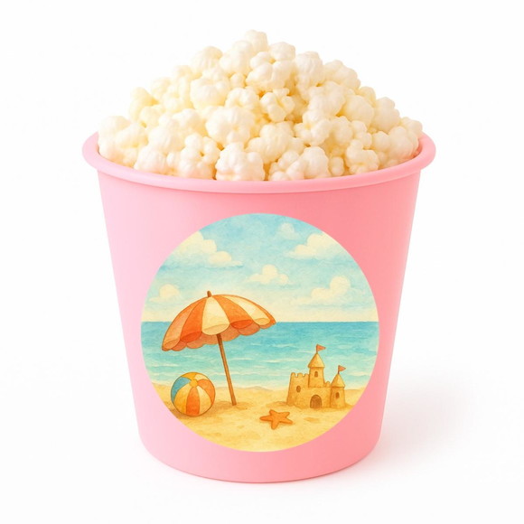 Balde de Pipoca Personalizado Infantil Mar e Praia Aquarela - Imagem 3