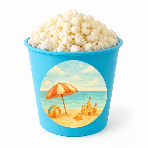 Balde de Pipoca Personalizado Infantil Mar e Praia Aquarela - Imagem 2