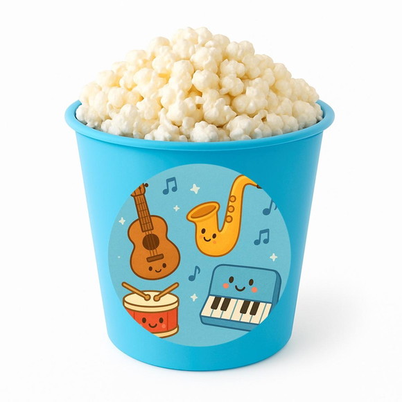 Balde de Pipoca Personalizado Infantil Músicas Instrumentos - Imagem 2