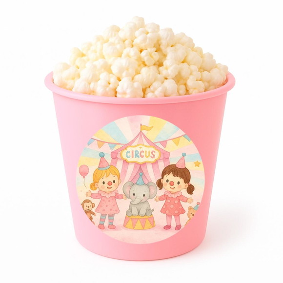 Balde de Pipoca Personalizado Infantil Palhacinhas Aquarela - Imagem 3