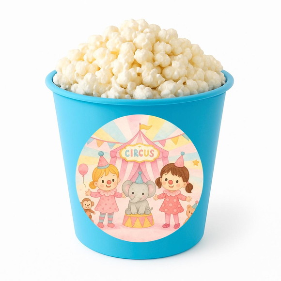 Balde de Pipoca Personalizado Infantil Palhacinhas Aquarela - Imagem 2