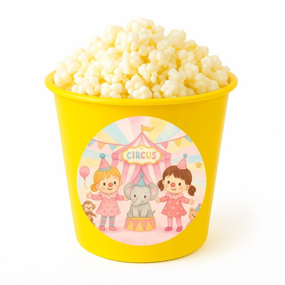 Balde de Pipoca Personalizado Infantil Palhacinhas Aquarela - Imagem 4