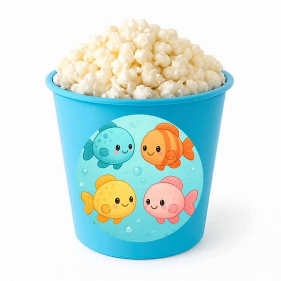Balde de Pipoca Personalizado Infantil Peixinhos Baby - Imagem 2