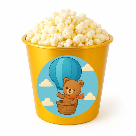 Balde de Pipoca Personalizado Infantil Ursinho Baloeiro