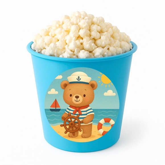 Balde de Pipoca Personalizado Infantil Ursinho Marinheiro - Imagem 2