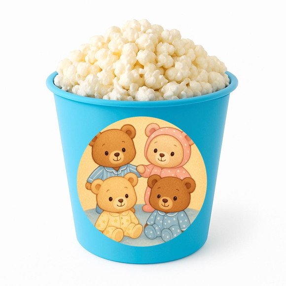 Balde de Pipoca Personalizado Infantil Ursinhos de Pijama - Imagem 2