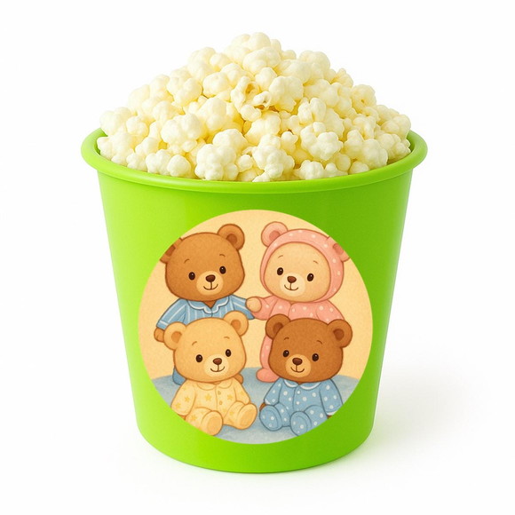 Balde de Pipoca Personalizado Infantil Ursinhos de Pijama - Imagem 5