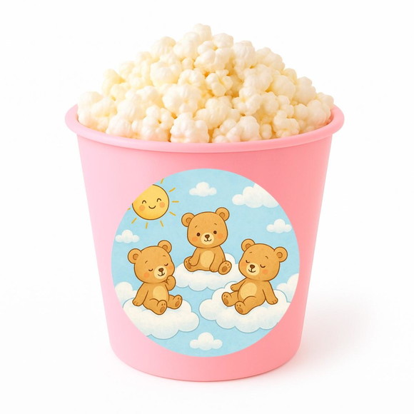 Balde de Pipoca Personalizado Infantil Ursinhos na Nuvem - Imagem 3