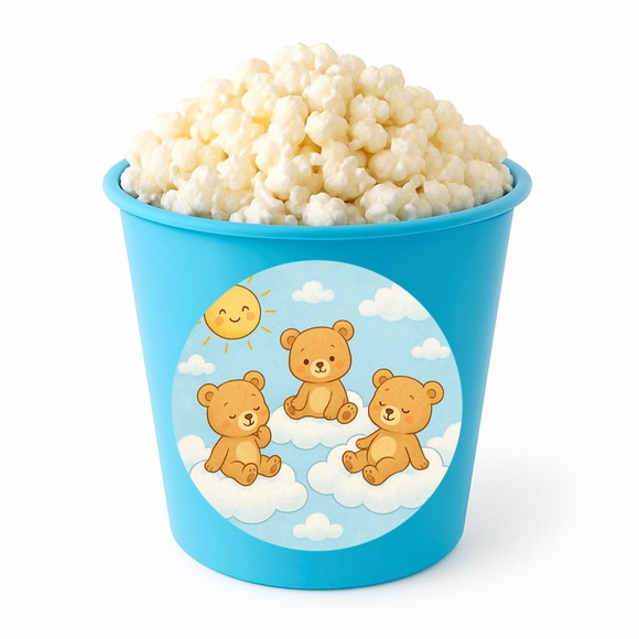 Balde de Pipoca Personalizado Infantil Ursinhos na Nuvem - Imagem 2