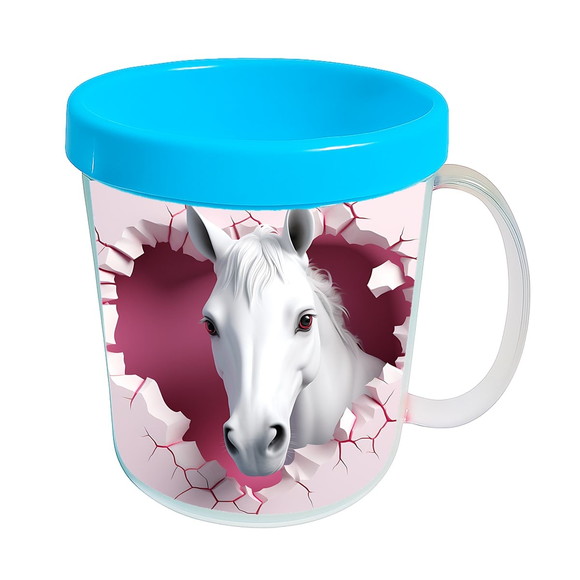Caneca Acrílica Animais Fofos Fazenda Cavalo Apaixonado - Imagem 2