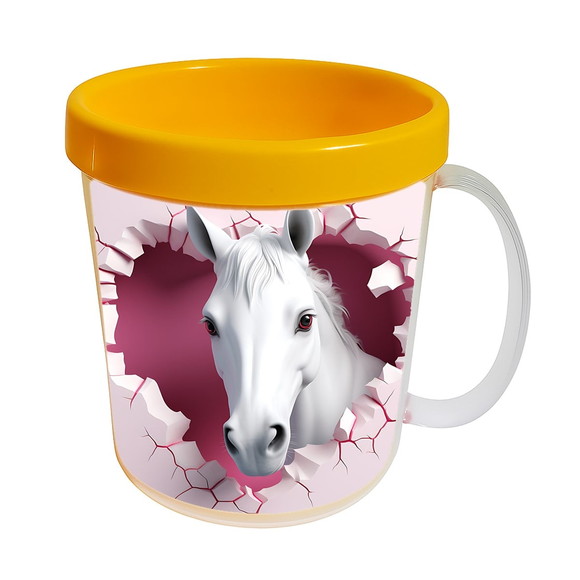 Caneca Acrílica Animais Fofos Fazenda Cavalo Apaixonado - Imagem 3