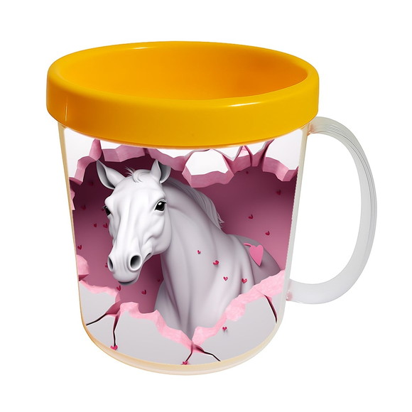 Caneca Acrílica Animais Fofos Fazenda Cavalo Charmoso - Imagem 3