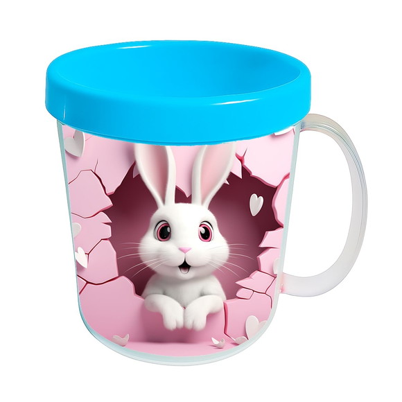 Caneca Acrílica Animais Fofos Fazenda Coelho Apaixonado - Imagem 2