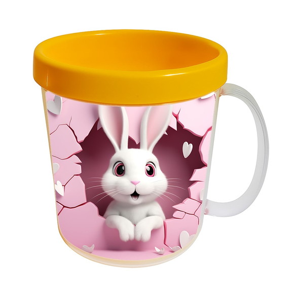 Caneca Acrílica Animais Fofos Fazenda Coelho Apaixonado - Imagem 3