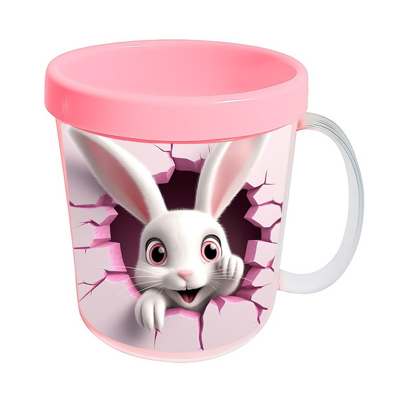 Caneca Acrílica Animais Fofos Fazenda Coelho Encantador
