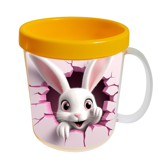 Caneca Acrílica Animais Fofos Fazenda Coelho Encantador - Imagem 3
