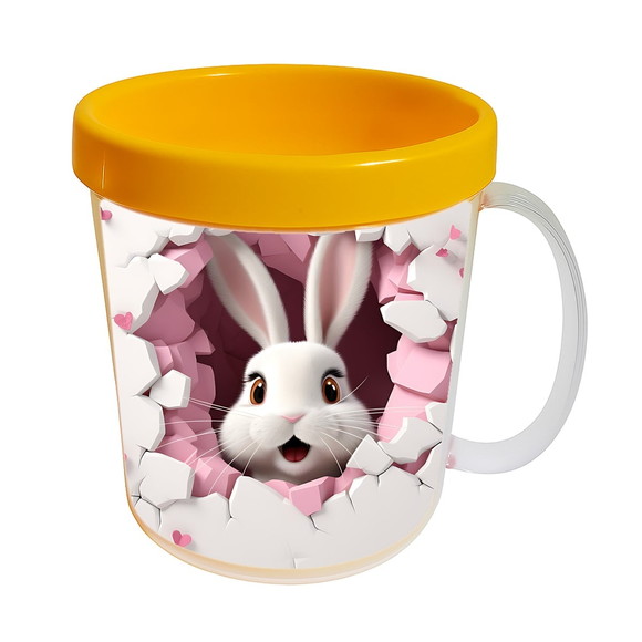 Caneca Acrílica Animais Fofos Fazenda Coelho Romântico - Imagem 3