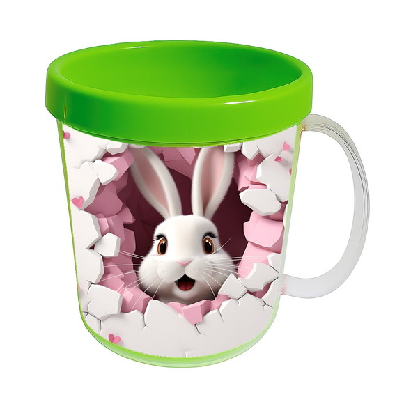 Caneca Acrílica Animais Fofos Fazenda Coelho Romântico - Imagem 4
