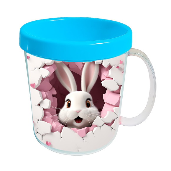 Caneca Acrílica Animais Fofos Fazenda Coelho Romântico - Imagem 2