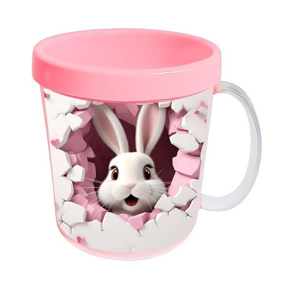 Caneca Acrílica Animais Fofos Fazenda Coelho Romântico