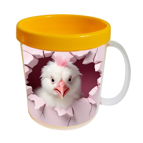 Caneca Acrílica Animais Fofos Fazenda Galinha Apaixonada - Imagem 3