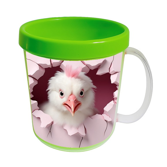 Caneca Acrílica Animais Fofos Fazenda Galinha Apaixonada - Imagem 4