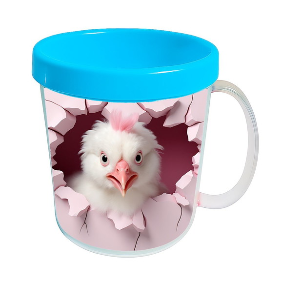 Caneca Acrílica Animais Fofos Fazenda Galinha Apaixonada - Imagem 2