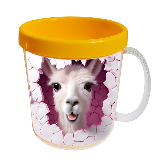 Caneca Acrílica Animais Fofos Fazenda Lhama Alegre - Imagem 3