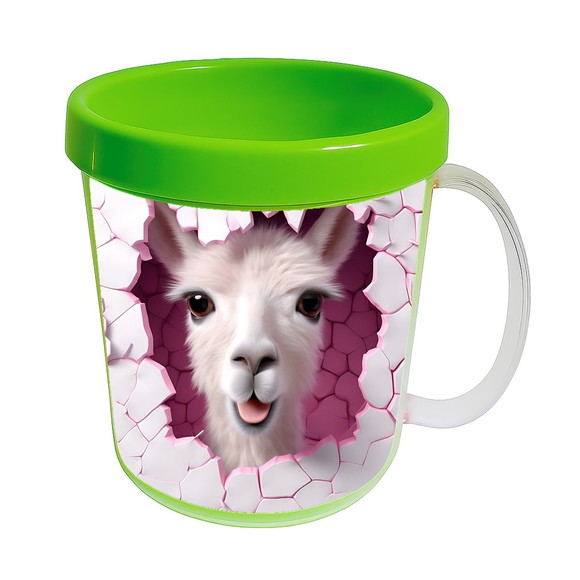 Caneca Acrílica Animais Fofos Fazenda Lhama Alegre - Imagem 4