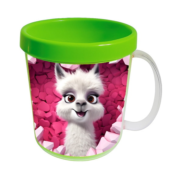 Caneca Acrílica Animais Fofos Fazenda Lhama Romântica - Imagem 4