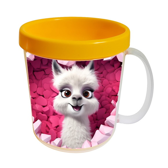 Caneca Acrílica Animais Fofos Fazenda Lhama Romântica - Imagem 3