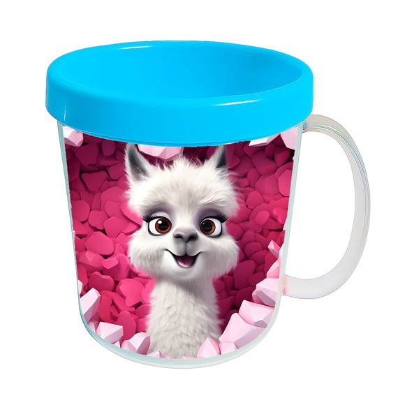 Caneca Acrílica Animais Fofos Fazenda Lhama Romântica - Imagem 2