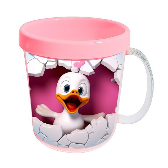 Caneca Acrílica Animais Fofos Fazenda Pato Romântico