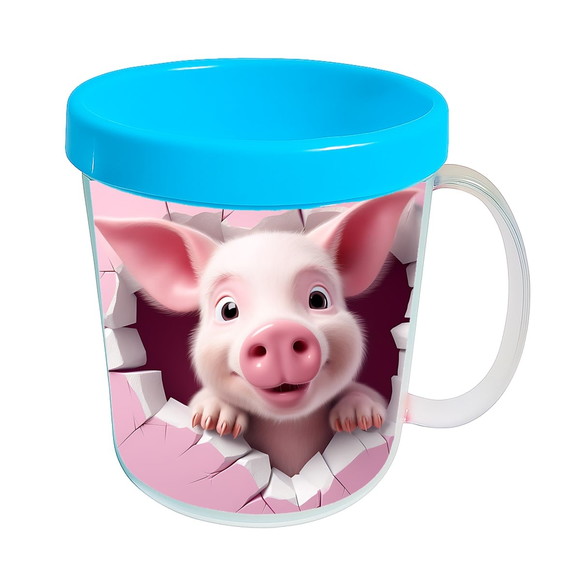 Caneca Acrílica Animais Fofos Fazenda Porco Amoroso - Imagem 2