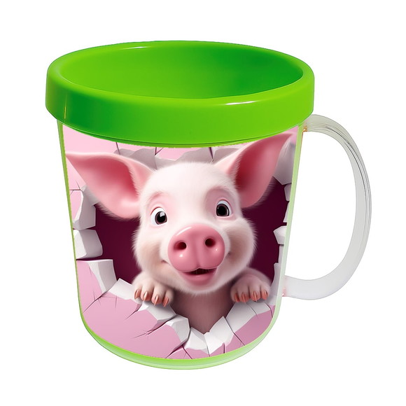 Caneca Acrílica Animais Fofos Fazenda Porco Amoroso - Imagem 4