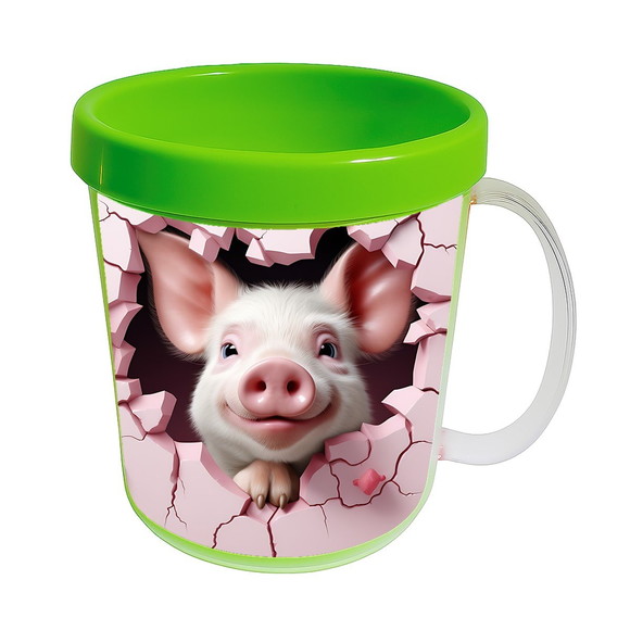 Caneca Acrílica Animais Fofos Fazenda Porco Apaixonado - Imagem 4