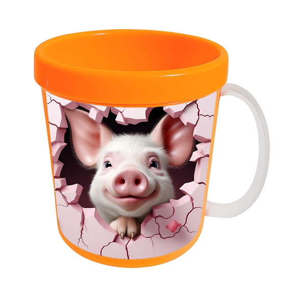Caneca Acrílica Animais Fofos Fazenda Porco Apaixonado - Imagem 5