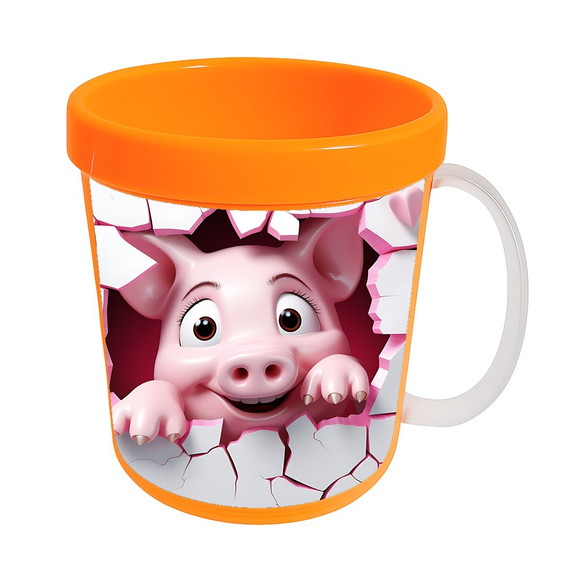 Caneca Acrílica Animais Fofos Fazenda Porco Charmoso - Imagem 5